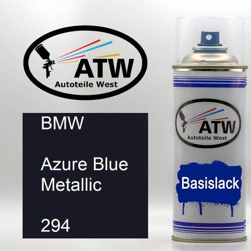 BMW, Azure Blue Metallic, 294: 400ml Sprühdose, von ATW Autoteile West.